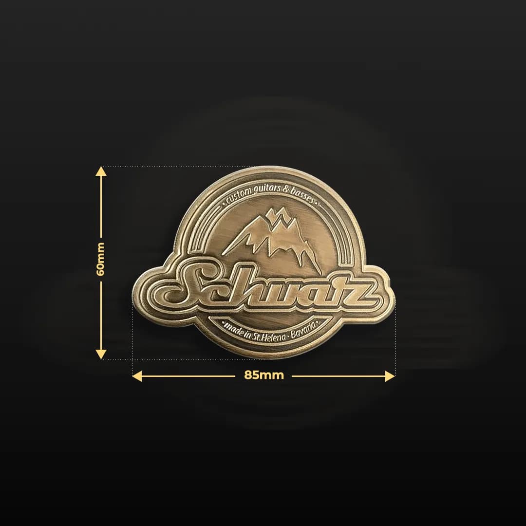 label muziekinstrument — metalen label voorbeeld